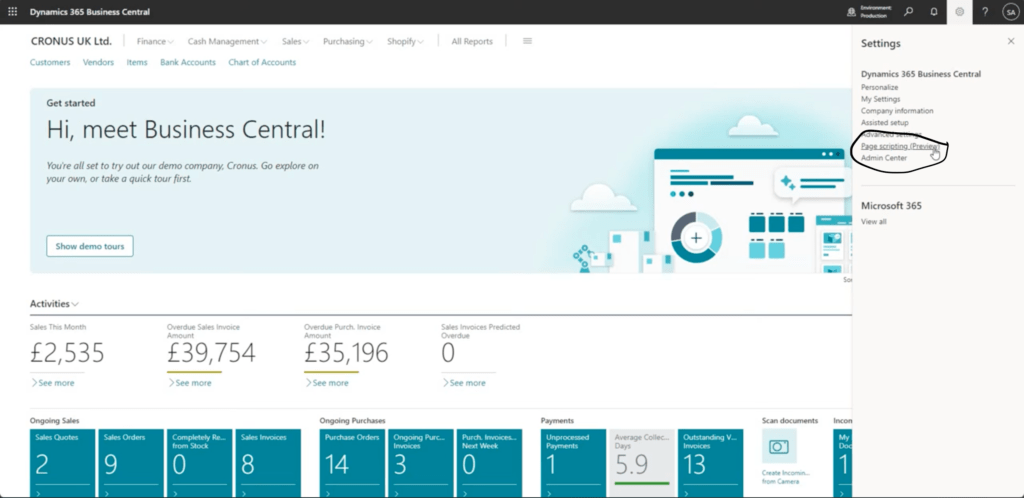 Page scripting in business central step by step